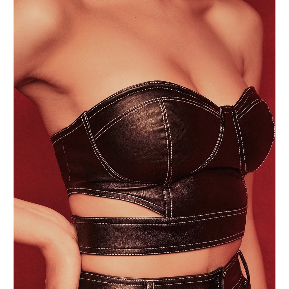 Boohoo leather crop top Megan fox collection
